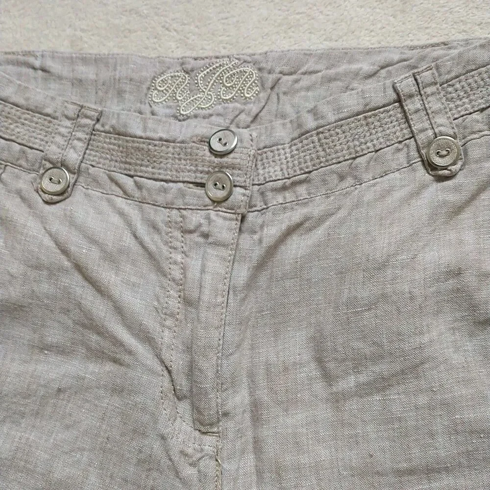 Debenhams Shorts Womens US4 Beige 100%Linen Pockets ~9